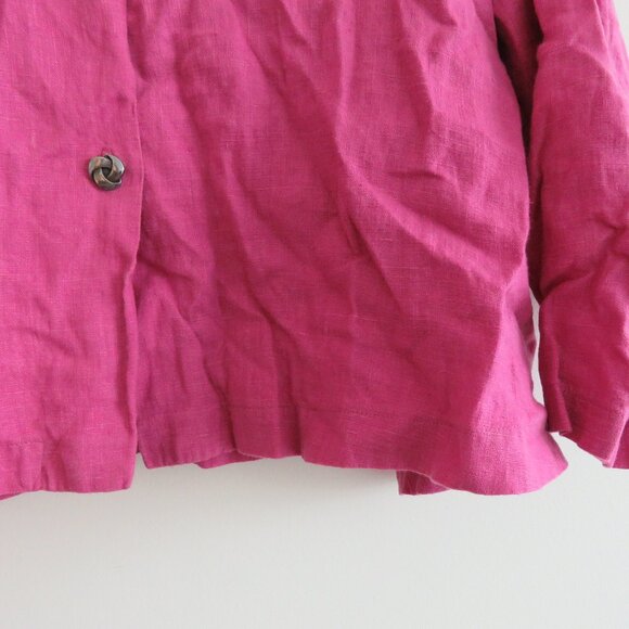 VINTAGE ITEMZ CHRIS BAUMGARTNER 100% Linen Cropped Button Top Pink Lagenlook - Picture 8 of 15